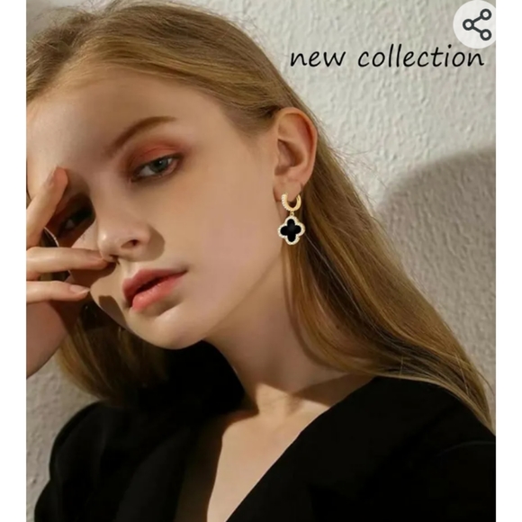 NEW 14 carats Gold planed Trefle earings - Picture 7 of 7